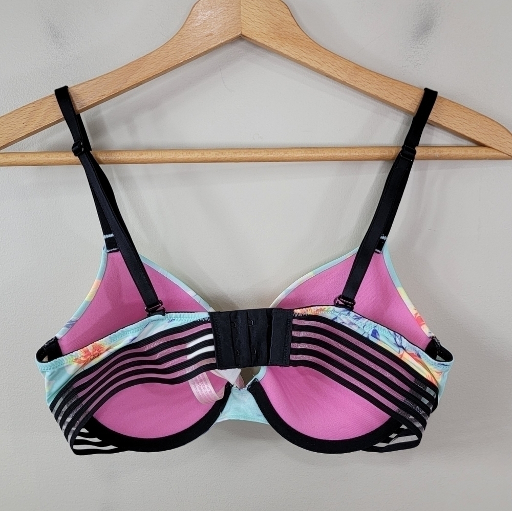 PINK Victoria's Secret Tropical Floral Push-Up Bra Size 32D - Picture 3 of 9